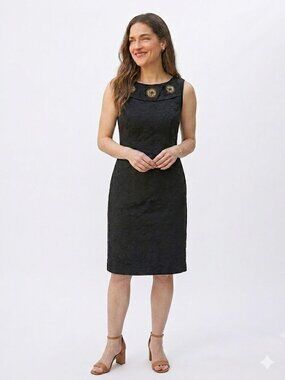 NWT Kay Unger Jacquard Embroidered Flower Dress